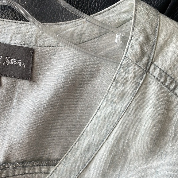 Michael Stars Denim Dress Size M Heavily Whitewashed Distressed Look Dropwaist - Picture 6 of 15